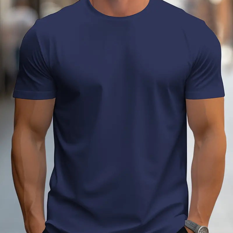 T-Shirt - Plain - Crew Neck - Basic T-Shirt - Men's Clothing-T-shirts-Chaps London-Marineblau-S-Chaps London
