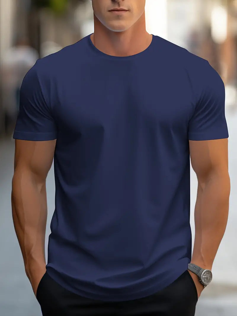 T-Shirt - Plain - Crew Neck - Basic T-Shirt - Men's Clothing-T-shirts-Chaps London-Marineblau-S-Chaps London