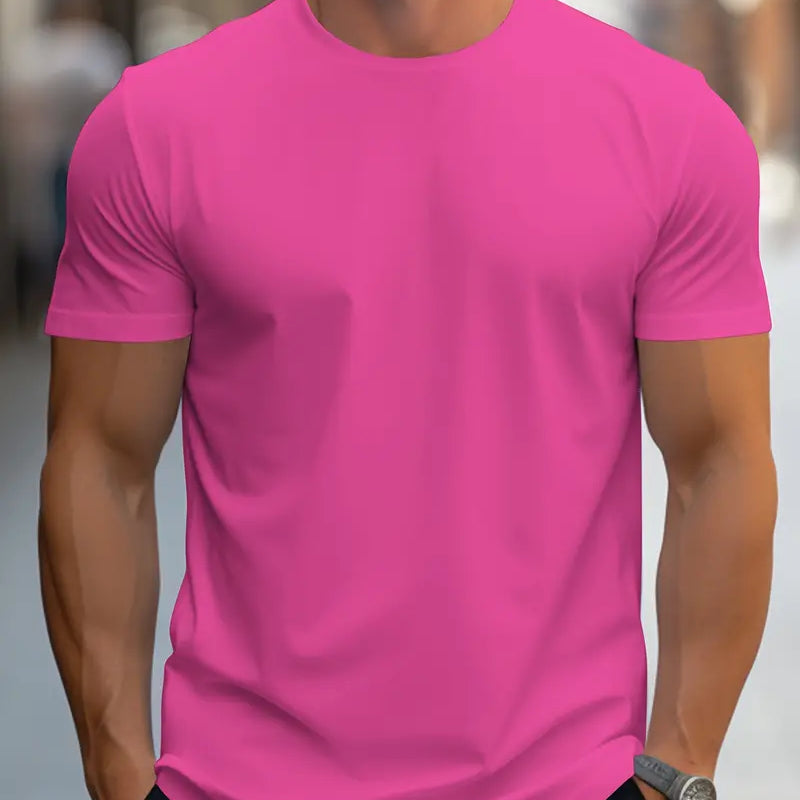 T-Shirt - Plain - Crew Neck - Basic T-Shirt - Men's Clothing-T-shirts-Chaps London-Rosarot-S-Chaps London