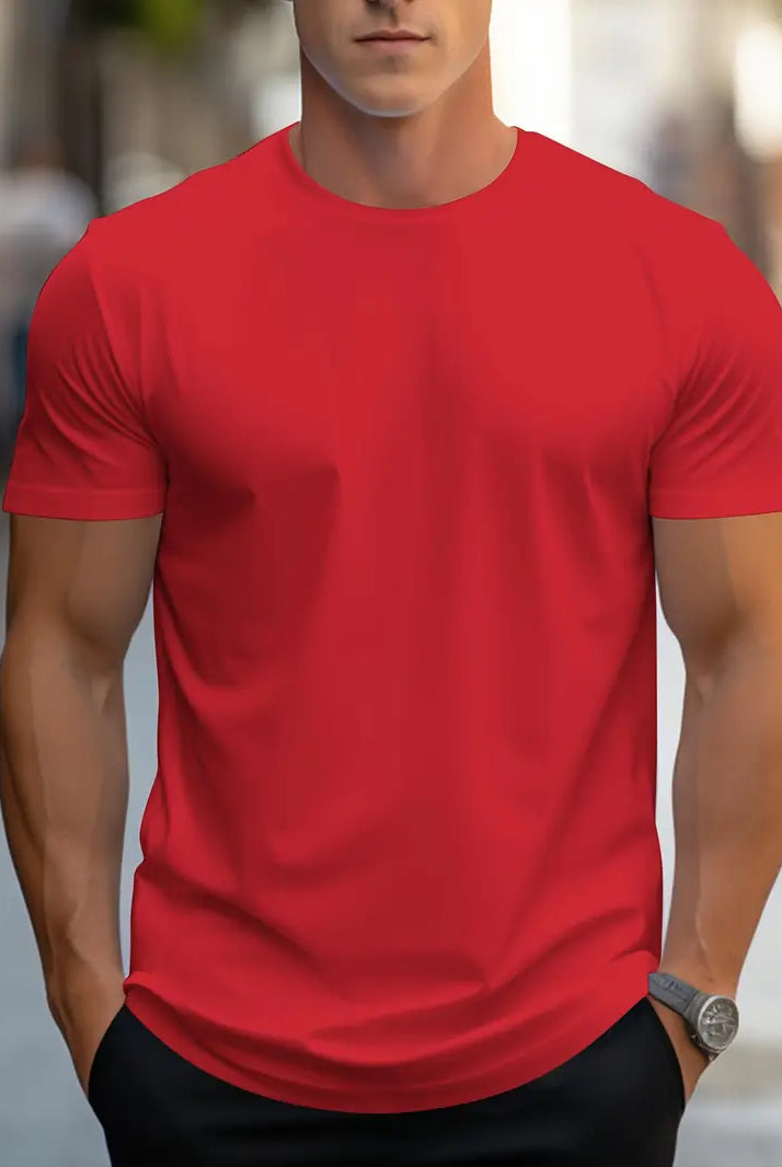 T-Shirt - Plain - Crew Neck - Basic T-Shirt - Men's Clothing-T-shirts-Chaps London-Rot-S-Chaps London