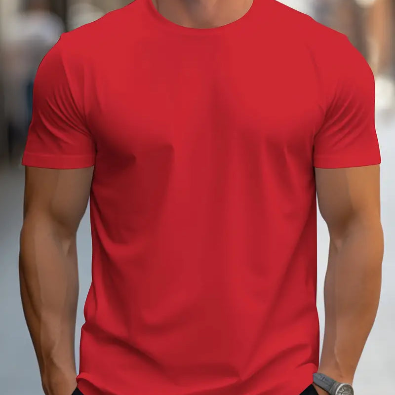 T-Shirt - Plain - Crew Neck - Basic T-Shirt - Men's Clothing-T-shirts-Chaps London-Rot-S-Chaps London