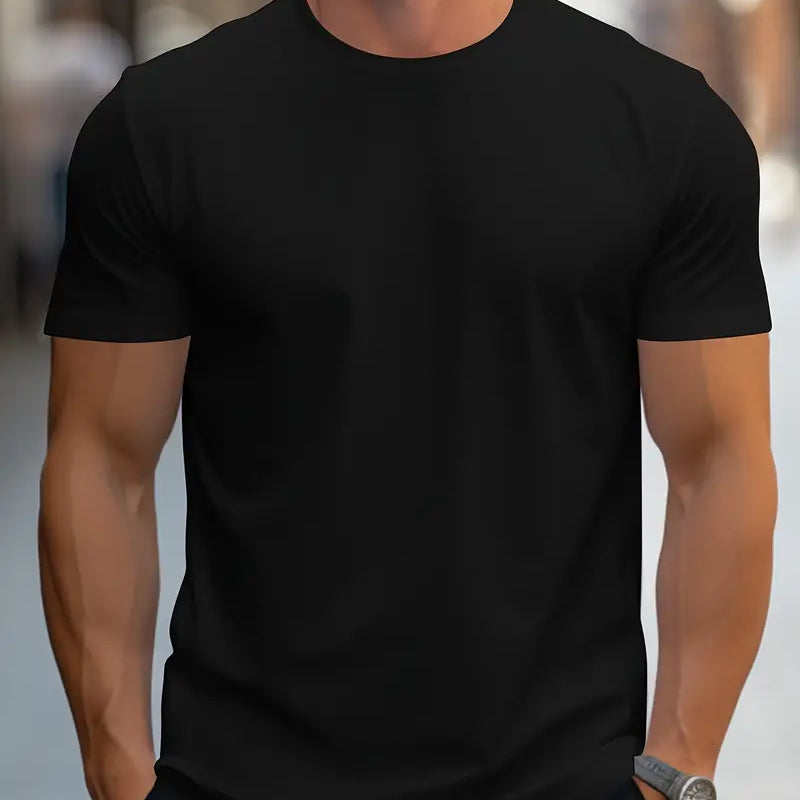 T-Shirt - Plain - Crew Neck - Basic T-Shirt - Men's Clothing-T-shirts-Chaps London-Schwarz-S-Chaps London