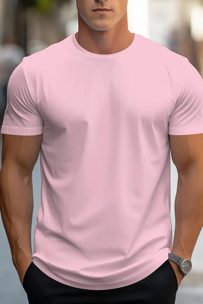 T-Shirt - Plain - Crew Neck - Basic T-Shirt - Men's Clothing-T-shirts-Chaps of London-Rosa-S-Chaps of London