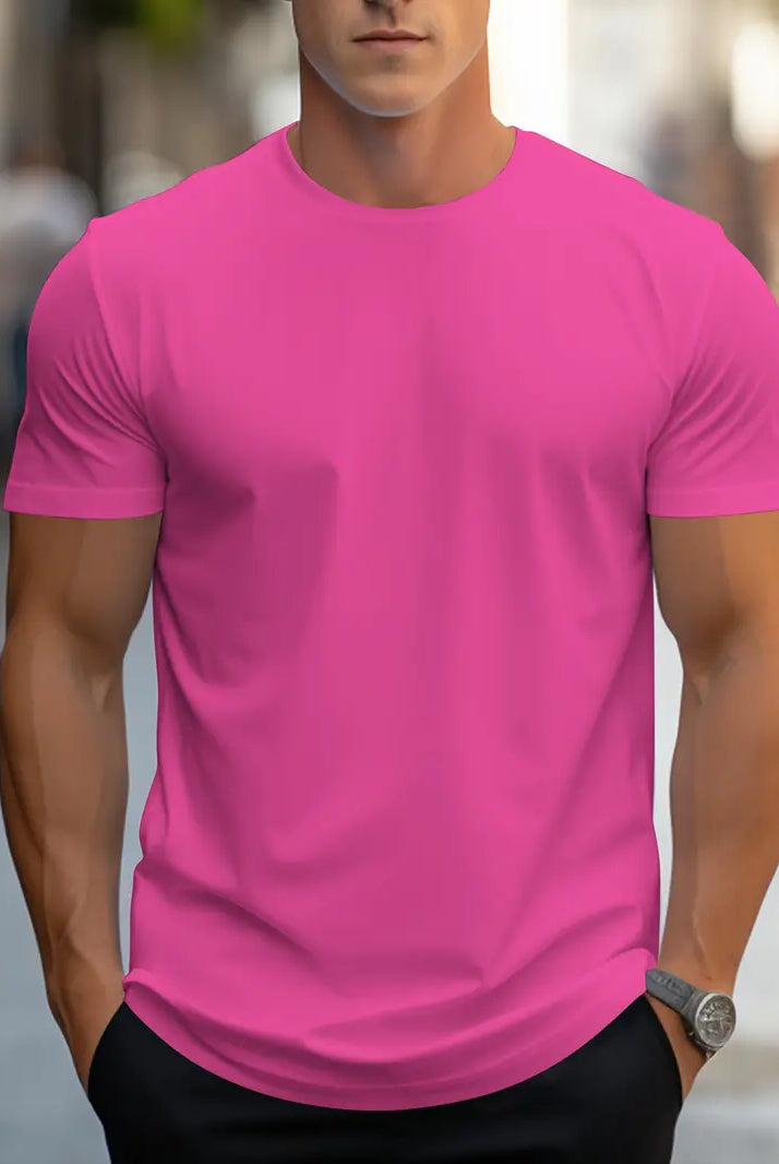 T-Shirt - Plain - Crew Neck - Basic T-Shirt - Men's Clothing-T-shirts-Chaps of London-Rosarot-S-Chaps of London