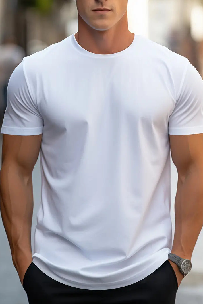 T-Shirt - Plain - Crew Neck - Basic T-Shirt - Men's Clothing-T-shirts-Chaps of London-Weiß-S-Chaps of London