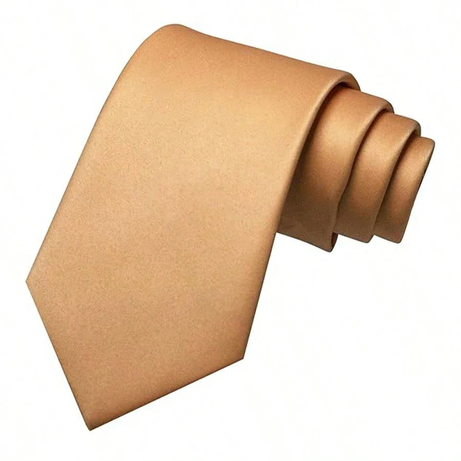 Tie - Men's Plain Colour 8 cm Business-Neckties-Chaps London-Brown-Chaps London