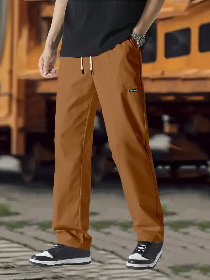 Track Pants | Drawstring | Leisure | Straight Leg Pants | Men's Trousers-Broek man-Chaps London-Camel-S-Chaps London