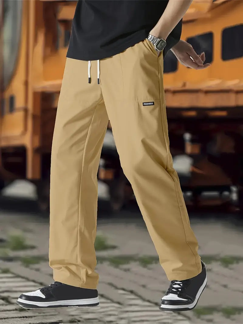 Track Pants | Drawstring | Leisure | Straight Leg Pants | Men's Trousers-Broek man-Chaps London-Khaki-S-Chaps London