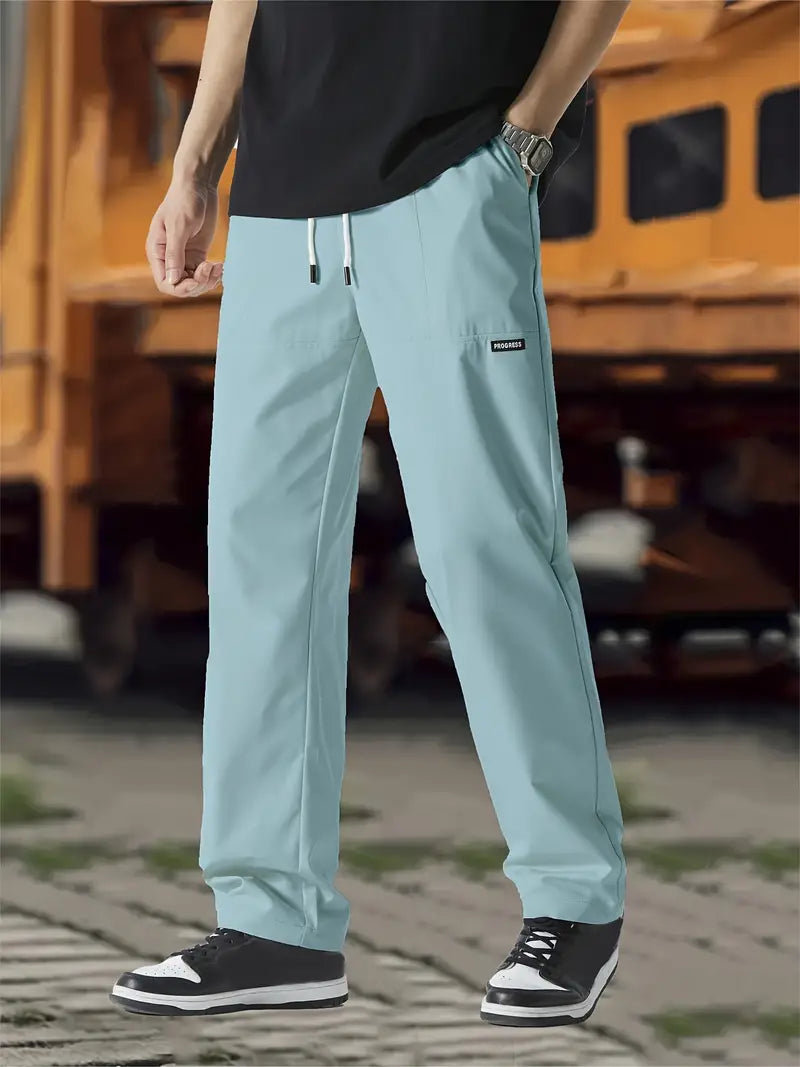 Track Pants | Drawstring | Leisure | Straight Leg Pants | Men's Trousers-Broek man-Chaps London-Light Blue-S-Chaps London