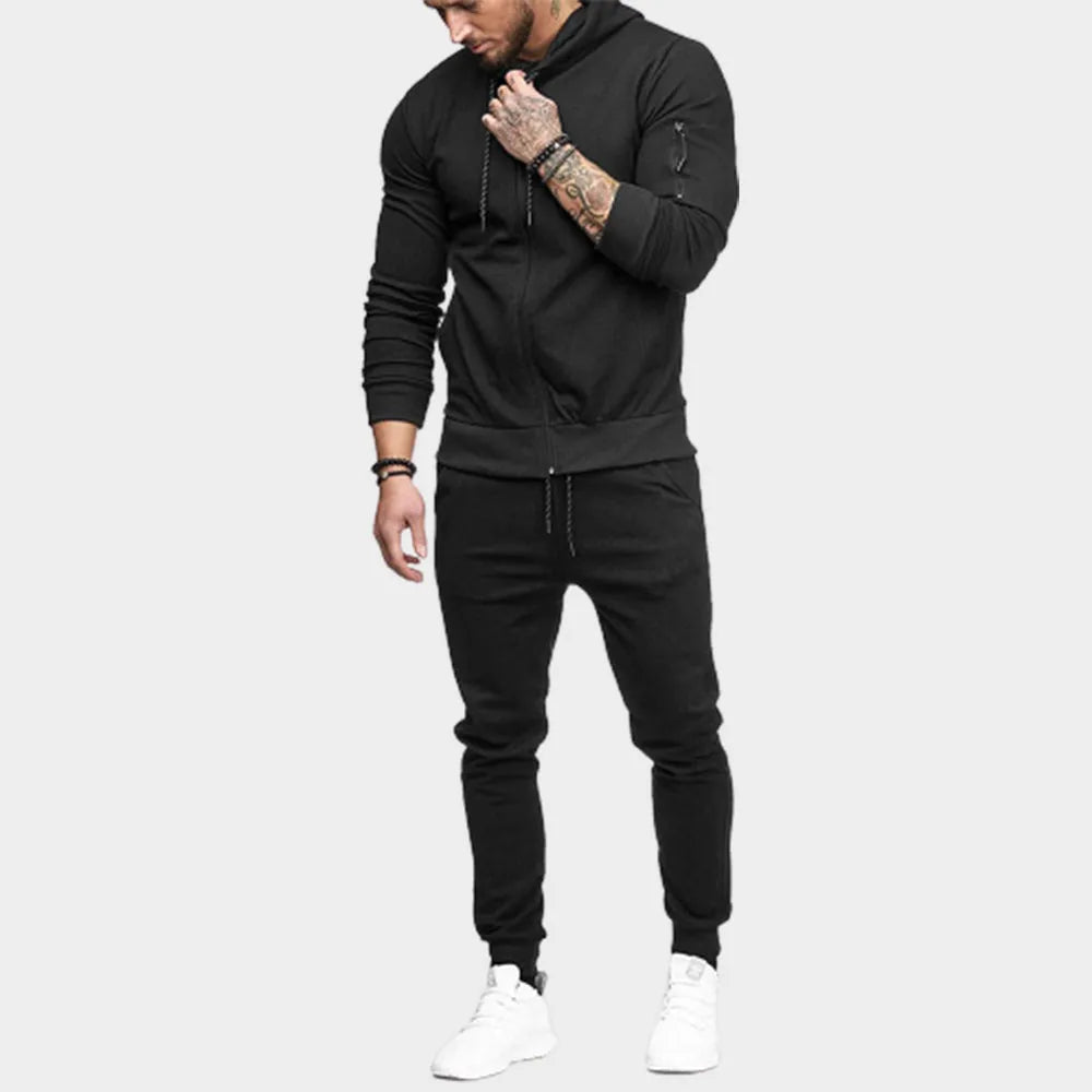 Tracksuit | Zip Up | Two-Piece | Jogging Set | Men's Co-Ord Set-Melvin Joggingspak-Chaps London-Black-S-Chaps London