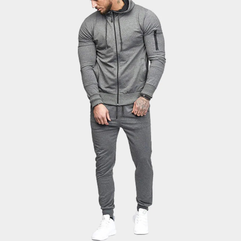 Tracksuit | Zip Up | Two-Piece | Jogging Set | Men's Co-Ord Set-Melvin Joggingspak-Chaps London-Gray-S-Chaps London