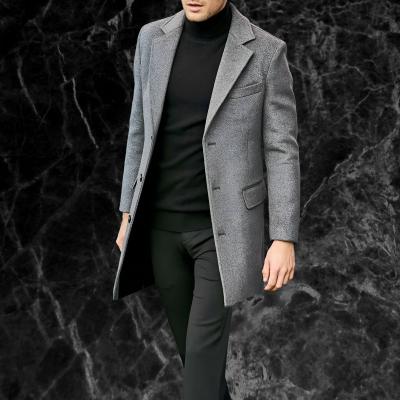 Trench Coat - Men's Mid Length Single Breasted Wool Trench Coat-Men's jacket-Chaps London-Chaps London