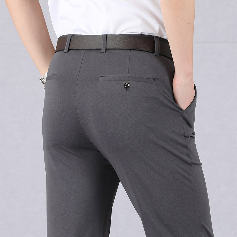 Trousers - Men's Slim Fit Stretch Smart Casual-Trousers-Chaps London-Gray-29-Chaps London