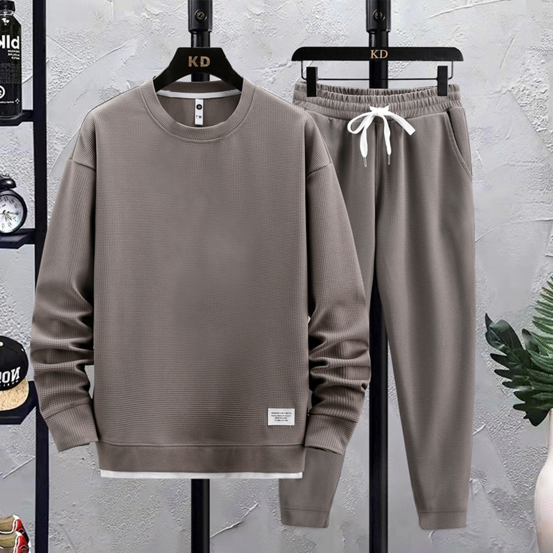 Two-Piece Set - Men's Co Ord Loose Fit Leisure Jogger Sweatshirt Set-Fashion Men Tracksuit All-year-Chaps London-Gray-M-Chaps London