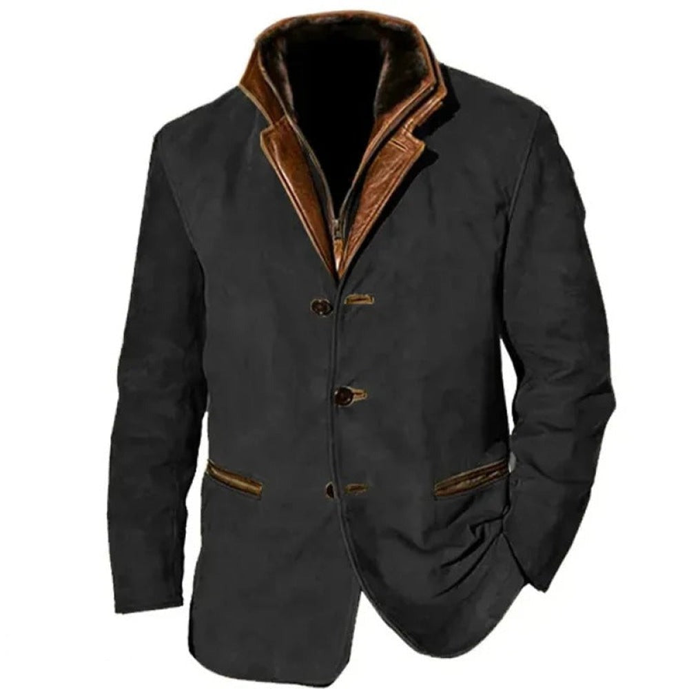 Vintage Jacket - Retro - Casual - Suede Jacket - Men's Jacket -Men Jackets-Chaps London-Black-S-Chaps London