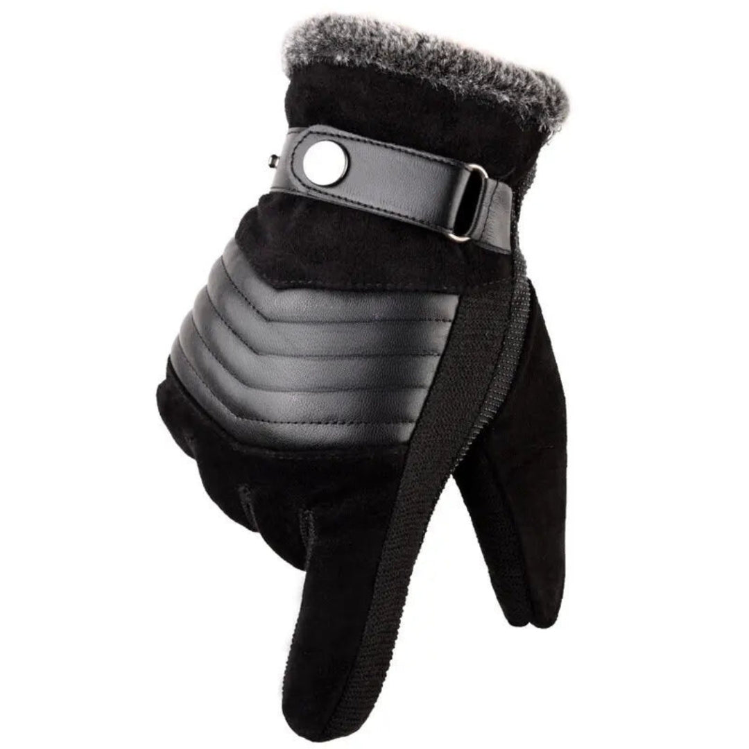 Winter Gloves - Warm - Fur Lined - Touchscreen Gloves - Men's Gloves-Gloves-Chaps London-Black-Chaps London