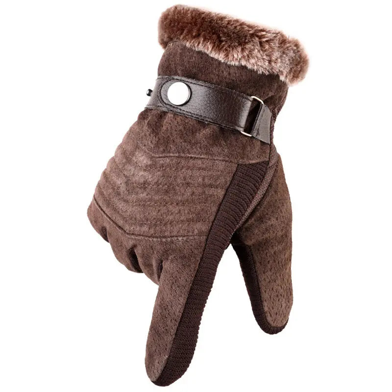 Winter Gloves - Warm - Fur Lined - Touchscreen Gloves - Men's Gloves-Gloves-Chaps London-Brown-Chaps London
