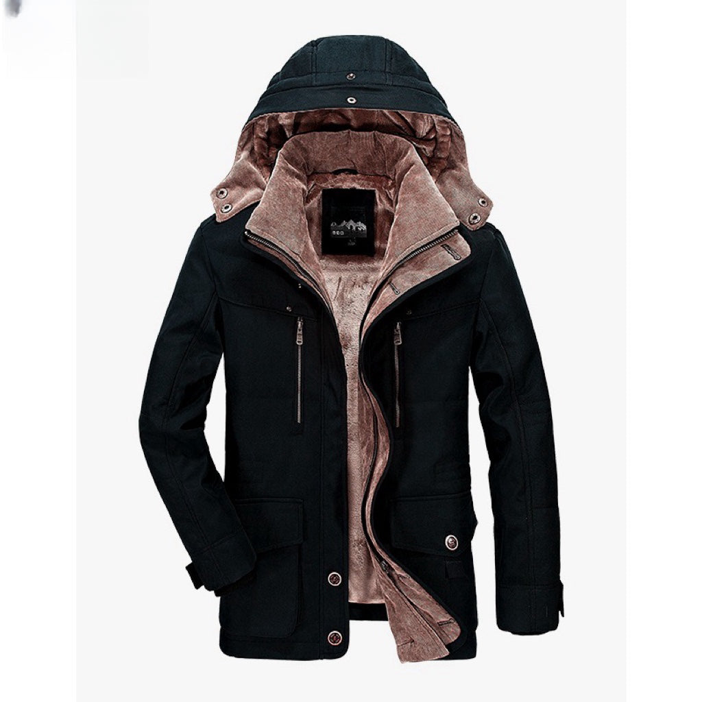 Winter Parka | Hooded | Fleece Lined | Snow Jacket | Male Winter Jackets-Winter Parka Jacket-Chaps London-Black-M-Chaps London