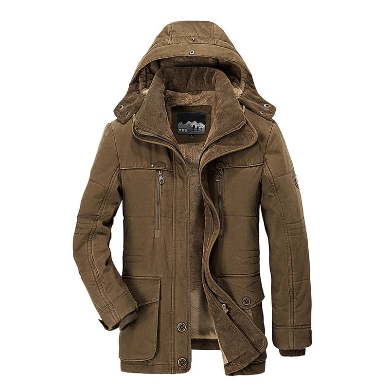 Winter Parka | Hooded | Fleece Lined | Snow Jacket | Male Winter Jackets-Winter Parka Jacket-Chaps London-Brown-M-Chaps London