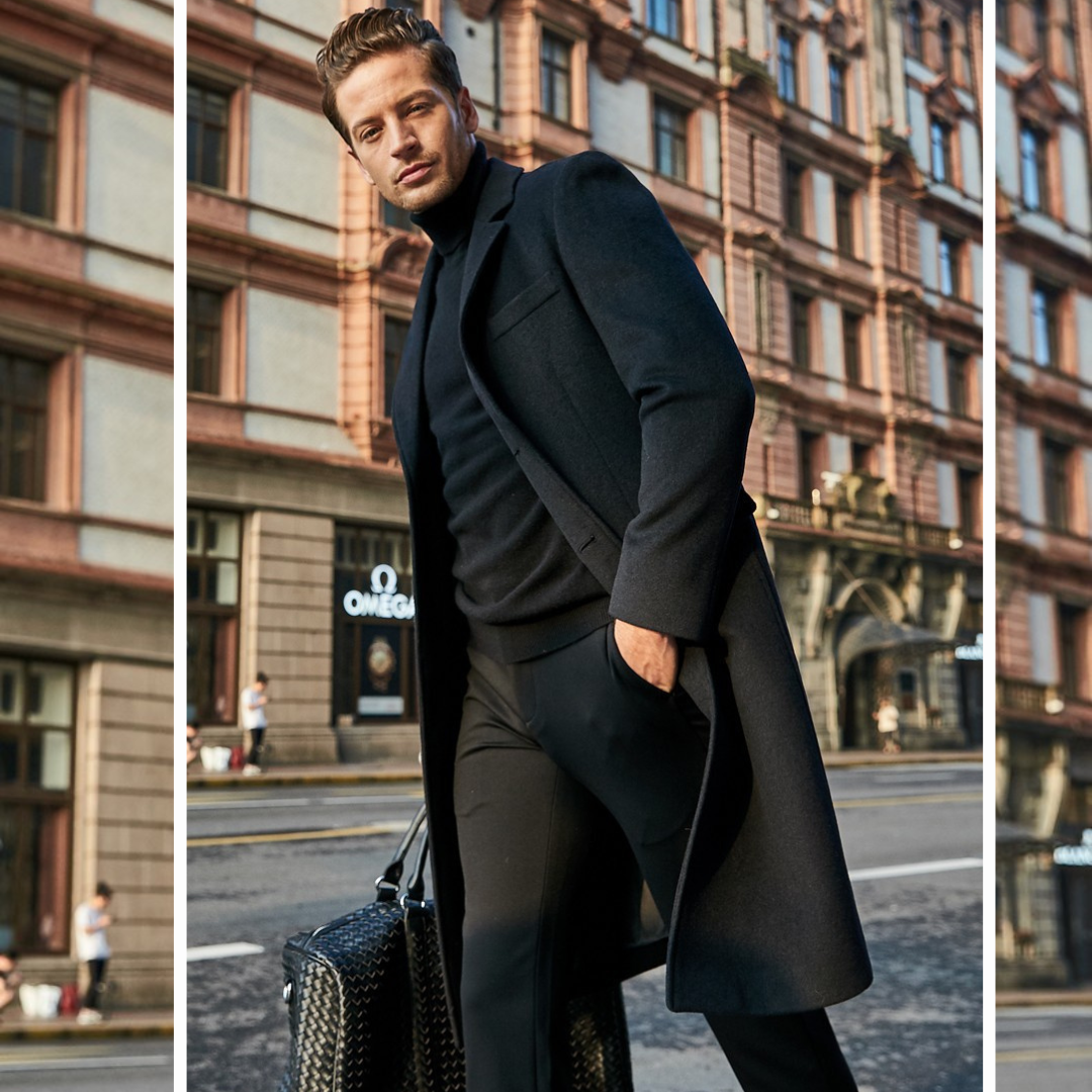 Wool Trench Coat - Men's Stylish Long Single Breasted Trench Coat-Men Coat-Chaps London-Chaps London