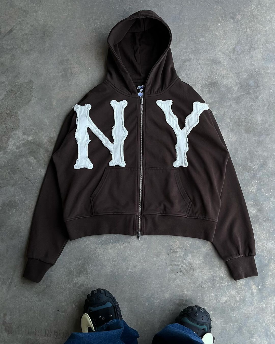 Zip-Up Hoodie | Comfy | Cotton | NY Hoodie | Men's Hoodie-Hoodies-Chaps London-Brown-S-Chaps London