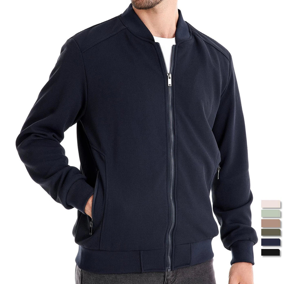 Zip Up Sweatshirt - Casual Men's Sweatshirt with Pockets-Sweatshirts-Chaps London-Navy Blue-S-Chaps London