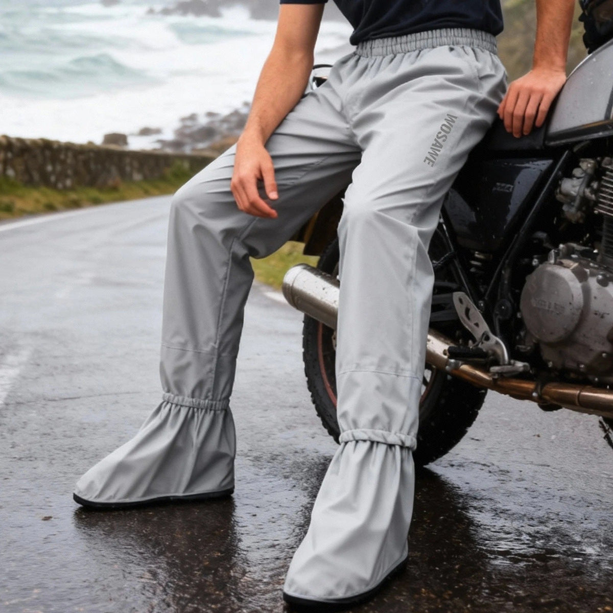 Men's Rain Over Trousers | Built-In Shoe Covers | Packable