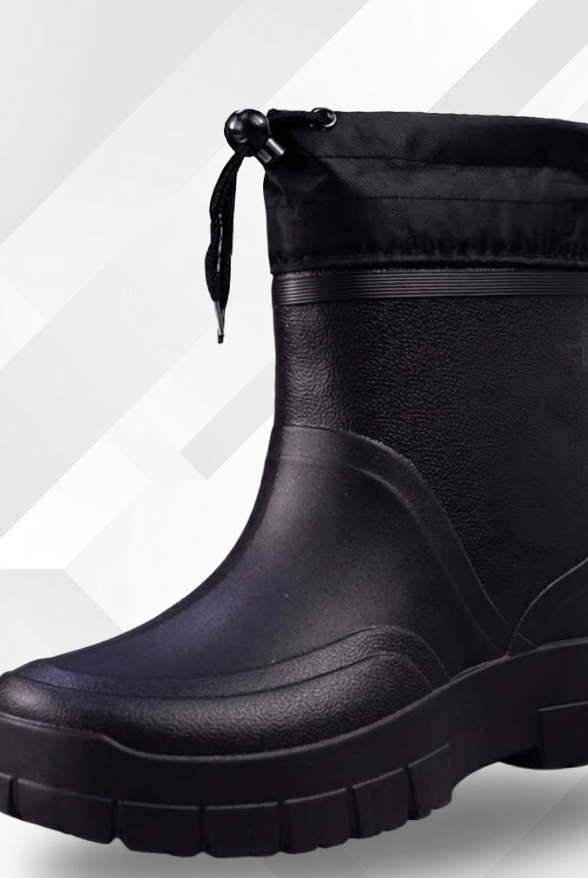 Men's Drawcord Rain Boots | Short Shaft | Black or White