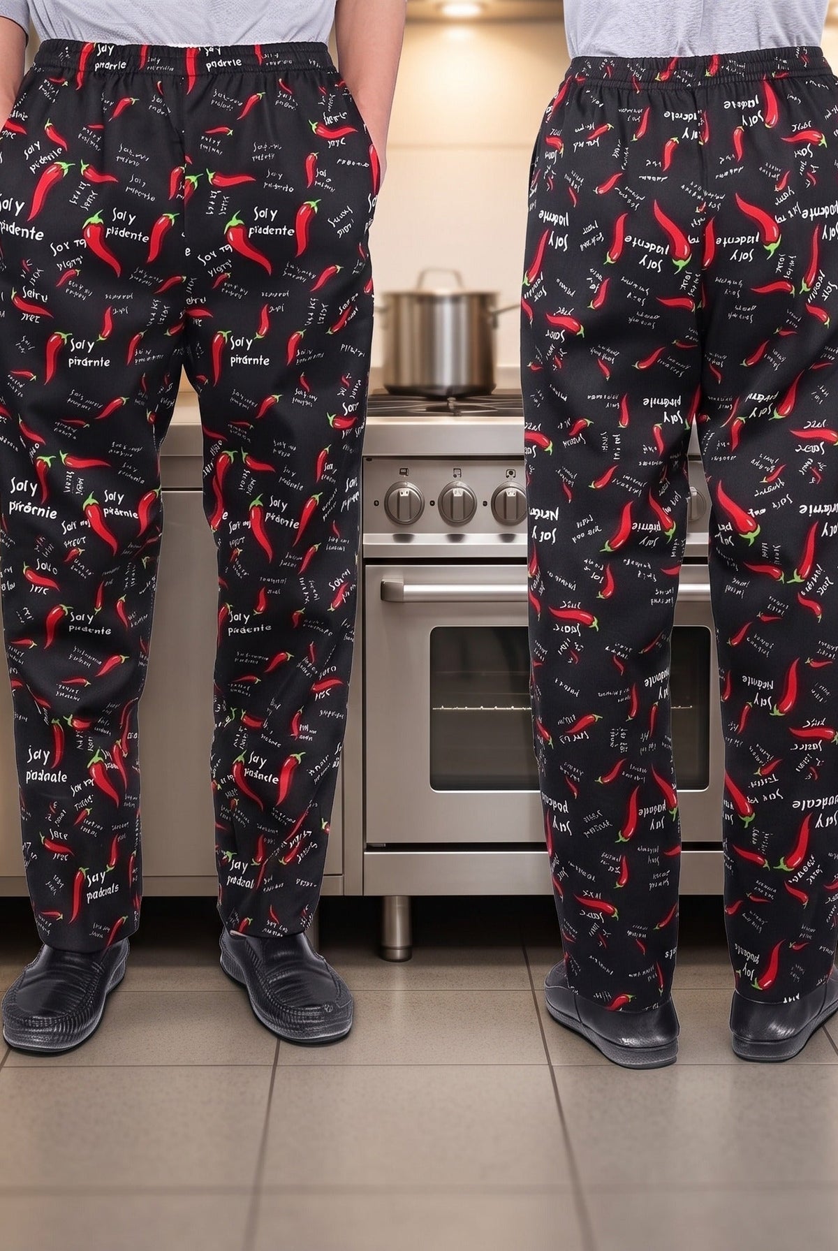 Men's Chef Trousers | Elasticated Waist | Side Pockets | Cotton Blend