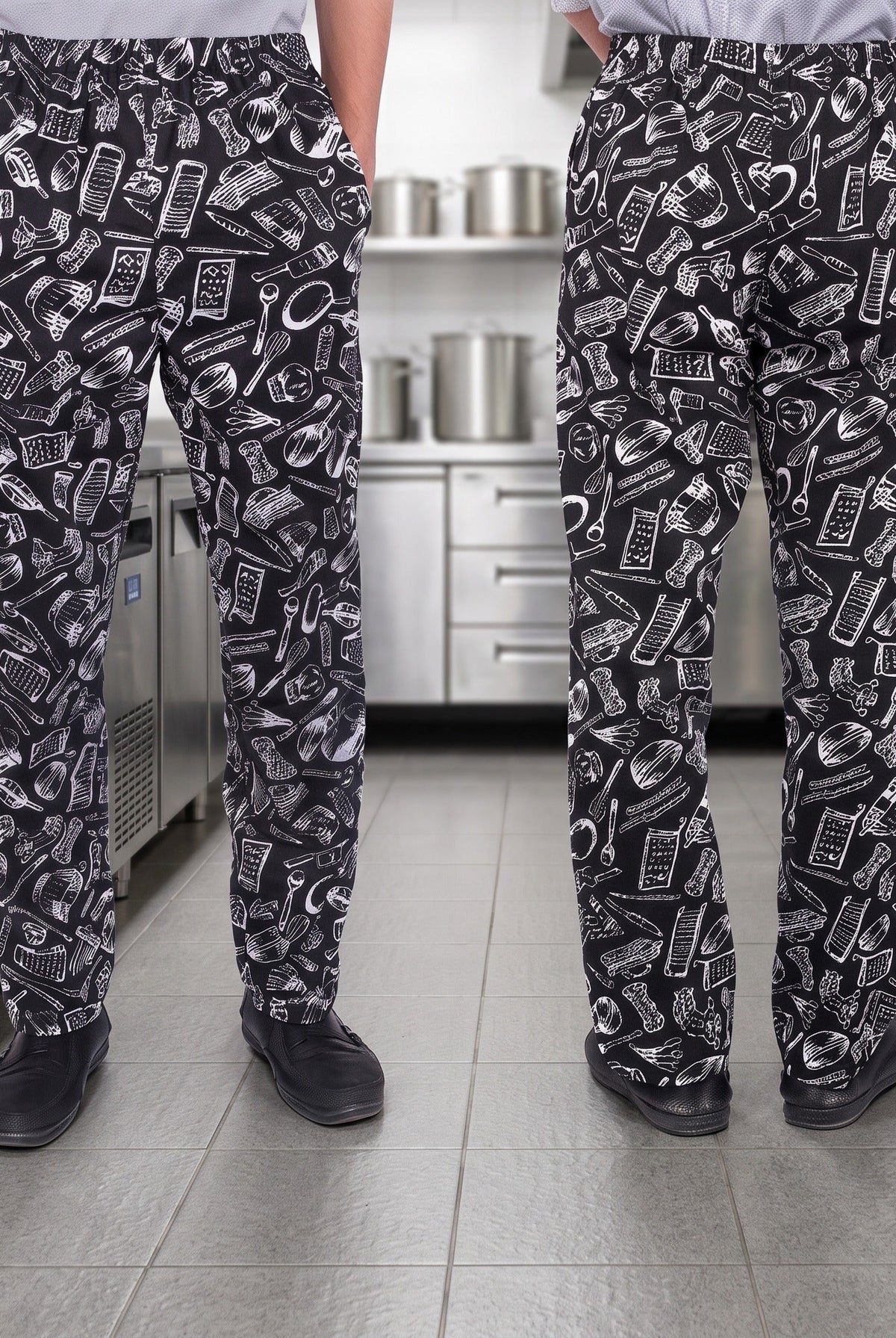 Men's Chef Trousers | Elasticated Waist | Side Pockets | Cotton Blend