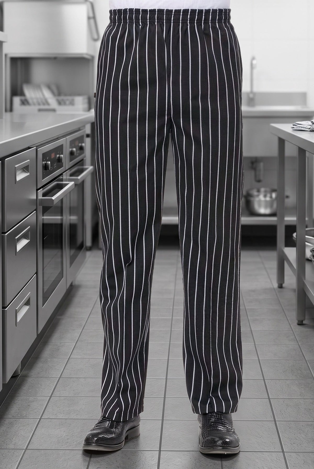Men's Chef Trousers | Elasticated Waist | Side Pockets | Cotton Blend