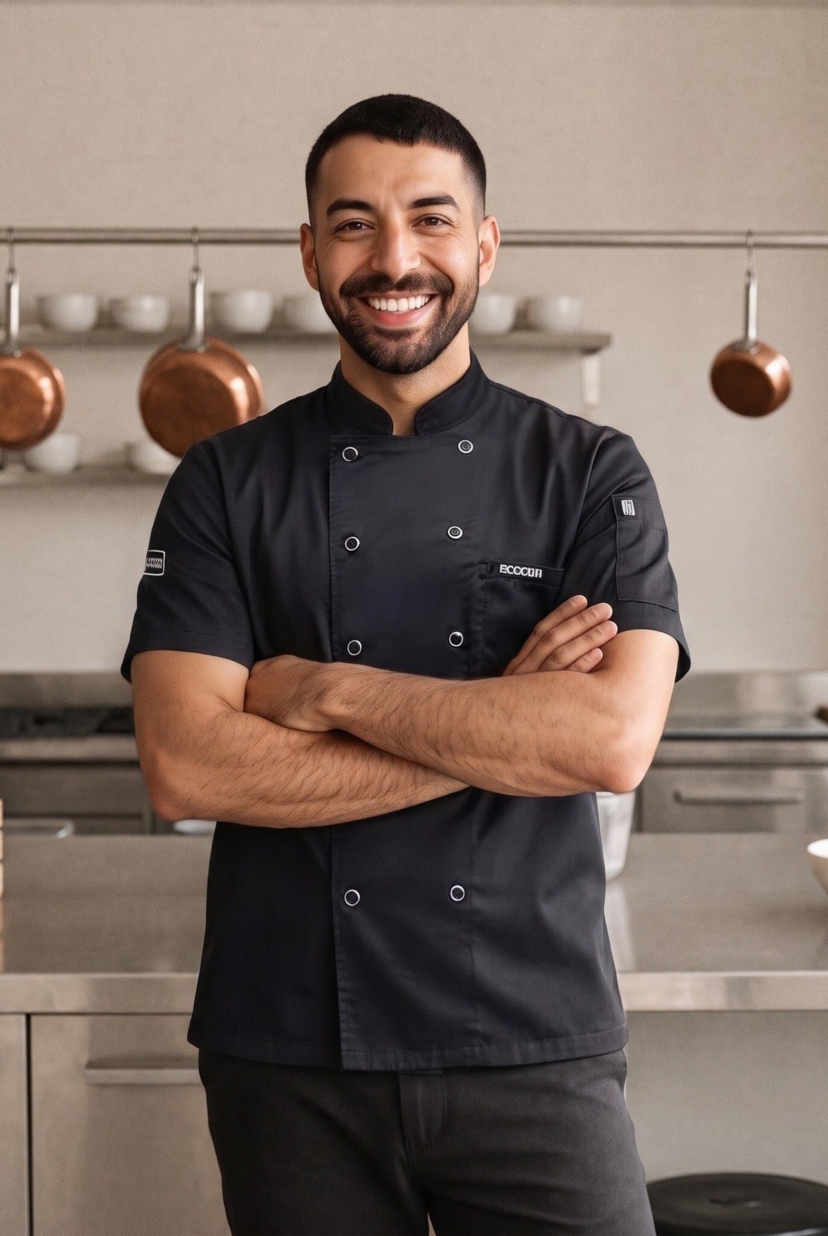 Men's Chef Coat | Short Sleeve | Double-Breasted | Mesh Back