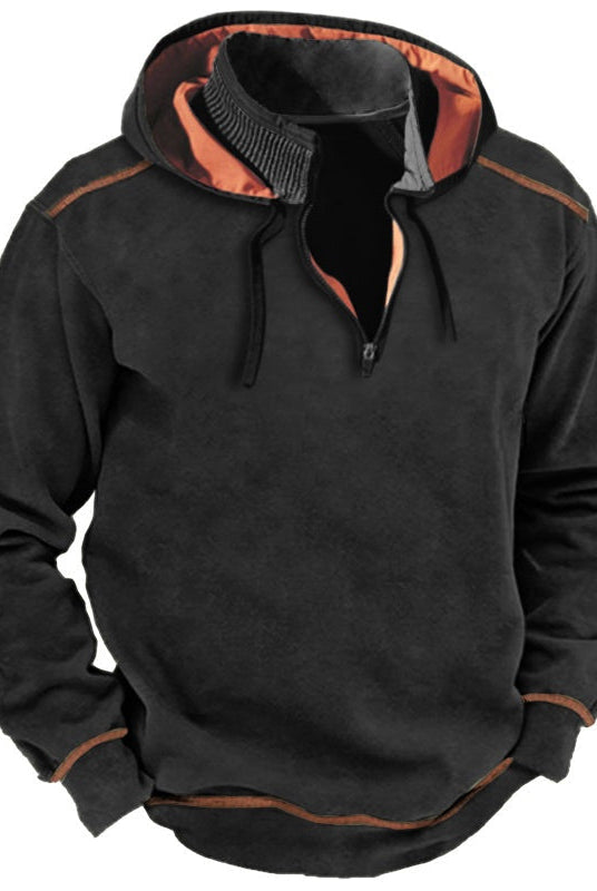 Men's Half-Zip Hoodie with Contrast Piping | 4 Colours