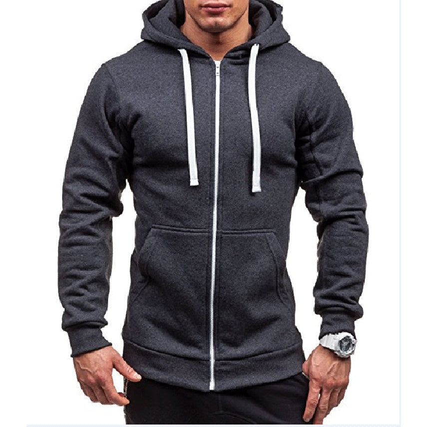 Men's Fleece Zip Hoodie | Drawstring Hood | Front Pockets | 4 Colours