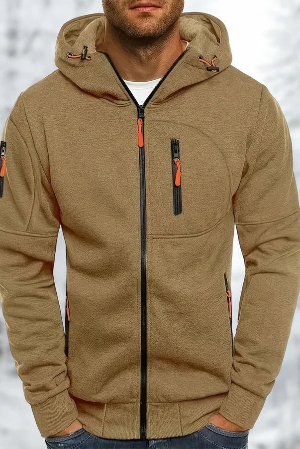 Men's Zip Hoodie with Chest and Sleeve Pockets | 9 Colours