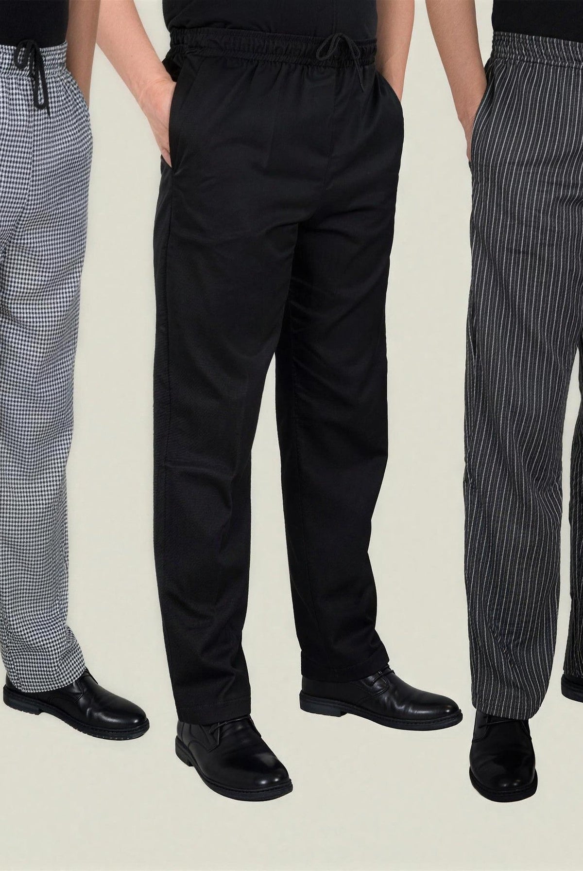 Men's Pull-On Trousers | Elasticated Waist | Side Pockets | Kitchen and Service