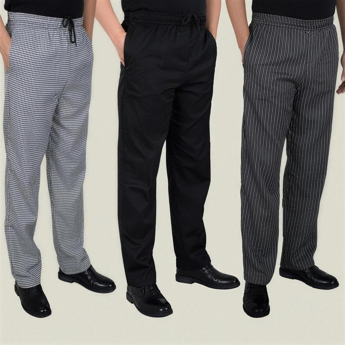 Men's Pull-On Trousers | Elasticated Waist | Side Pockets | Kitchen and Service