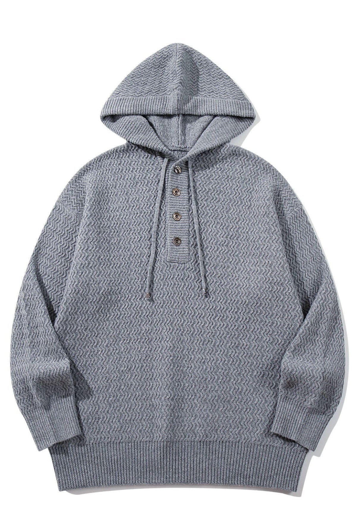 Men's Knitted Henley Hoodie | Textured Knit | 3 Colours