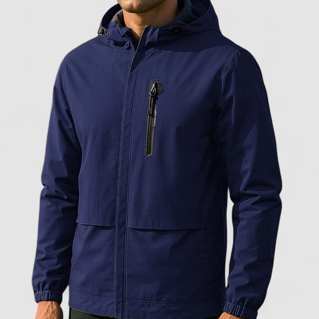 Men's Short Rain Jacket | Hooded | Waterproof | Zip Chest Pocket