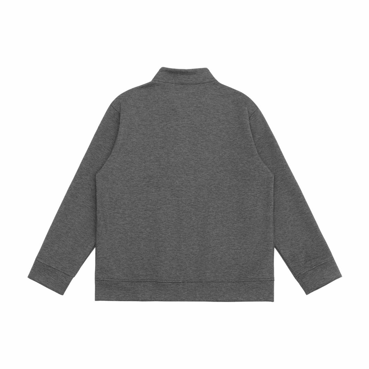 Dark grey stand collar sweat jacket shown flat, back view displayed | Chaps London