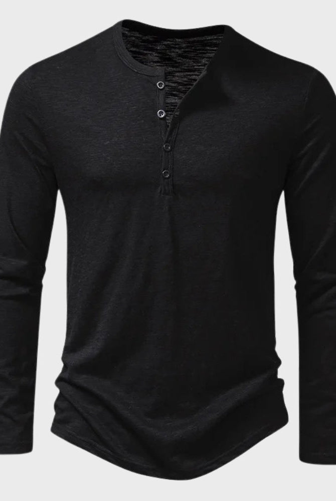 Men's Long Sleeve Henley Top | Button Placket | 5 Colours