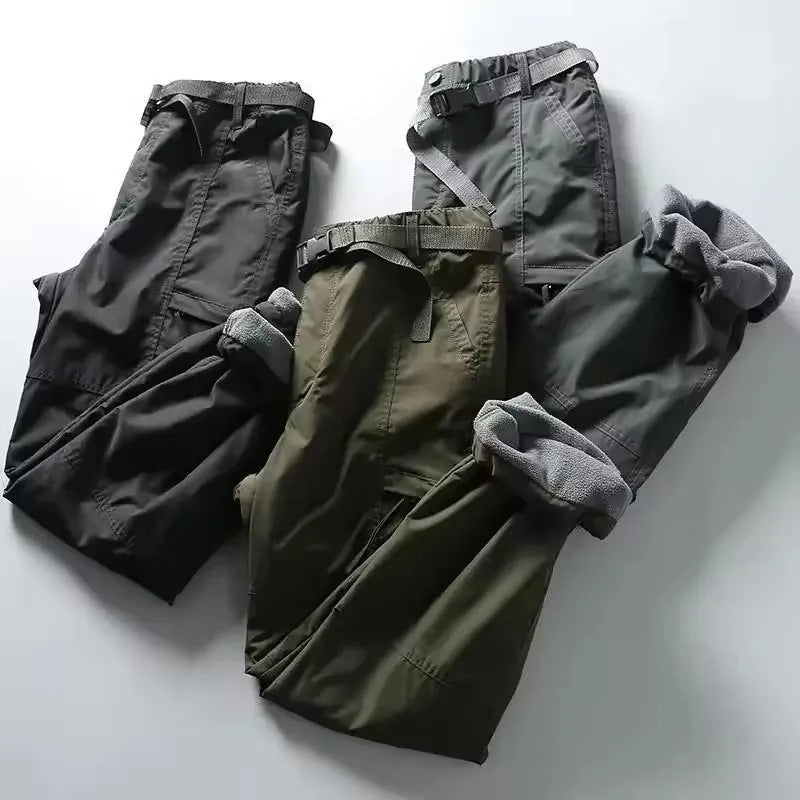 Men's Fleece Lined Trousers | Cargo | Belted | Drawcord Hem