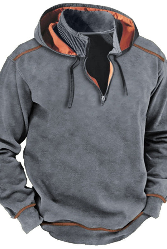 Men's Half-Zip Hoodie with Contrast Piping | 4 Colours