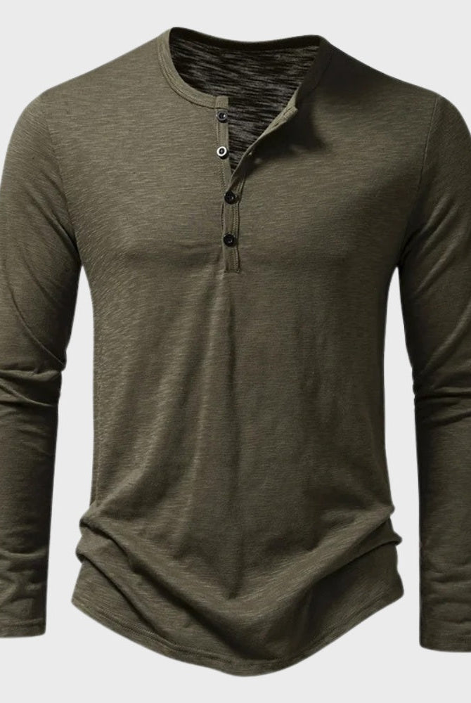 Men's Long Sleeve Henley Top | Button Placket | 5 Colours