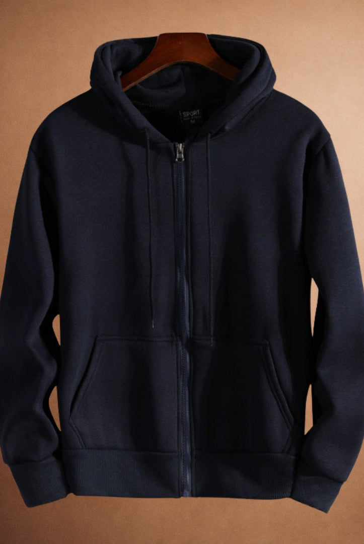 Men's Full Zip Hoodie | Drawstring Hood | 7 Colours