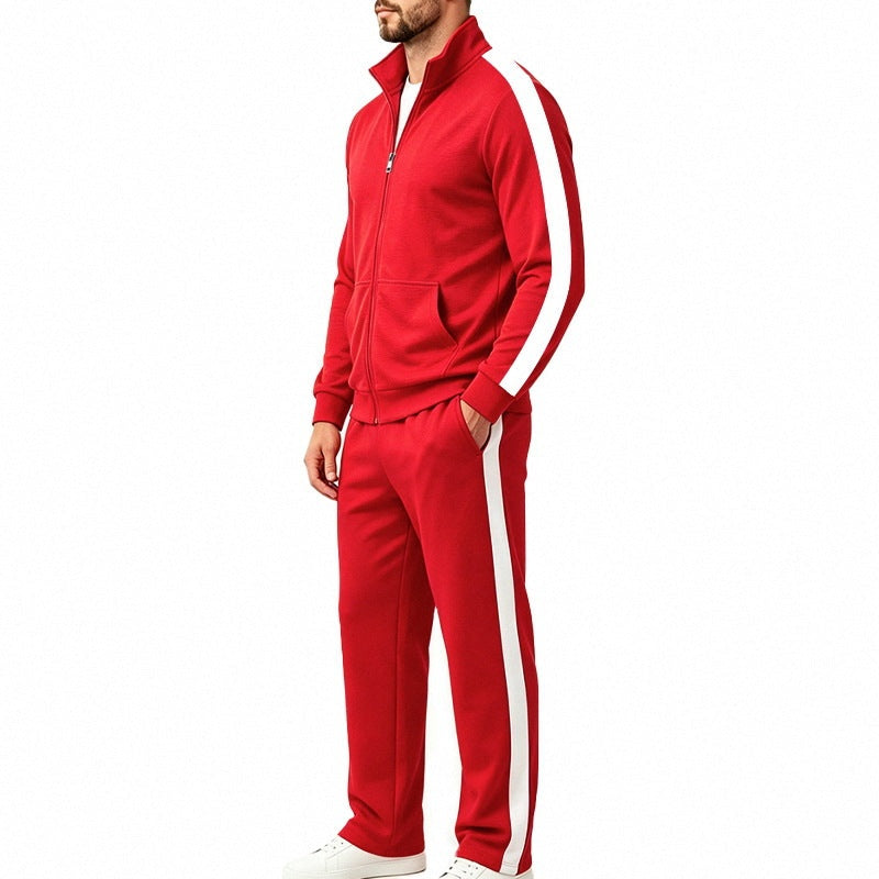 Men's Contrast Stripe Tracksuit | Stand Collar Jacket | 7 Colours