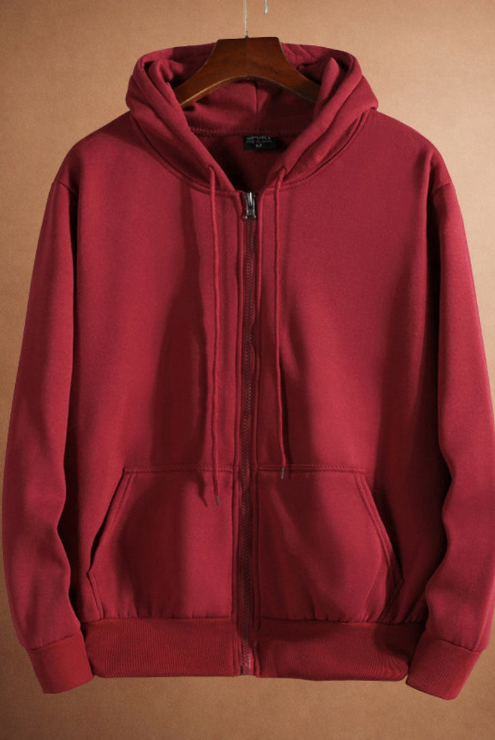 Men's Full Zip Hoodie | Drawstring Hood | 7 Colours