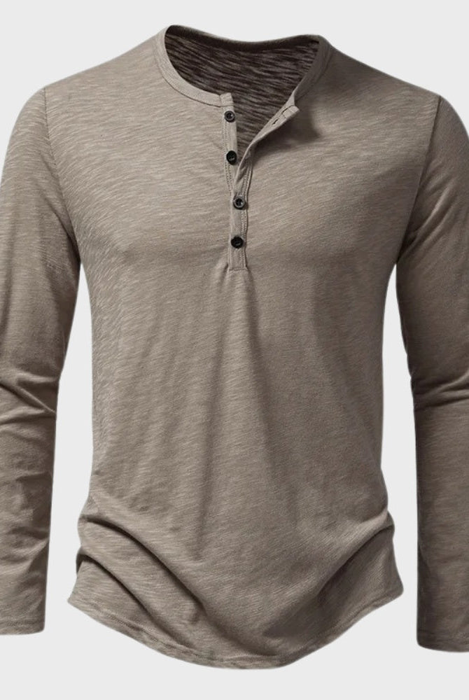 Men's Long Sleeve Henley Top | Button Placket | 5 Colours