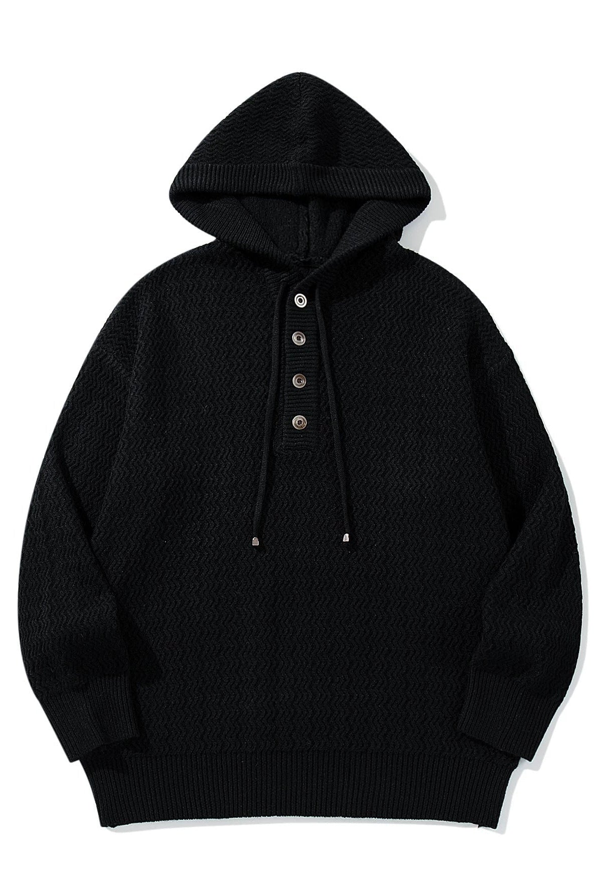 Men's Knitted Henley Hoodie | Textured Knit | 3 Colours