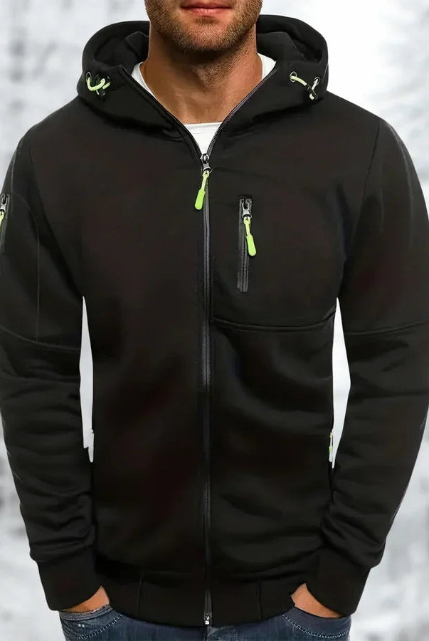 Men's Zip Hoodie with Chest and Sleeve Pockets | 9 Colours